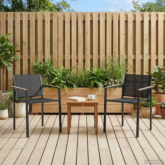 vidaXL Garden Chairs 2 pcs Black and Anthracite Textilene Fabric