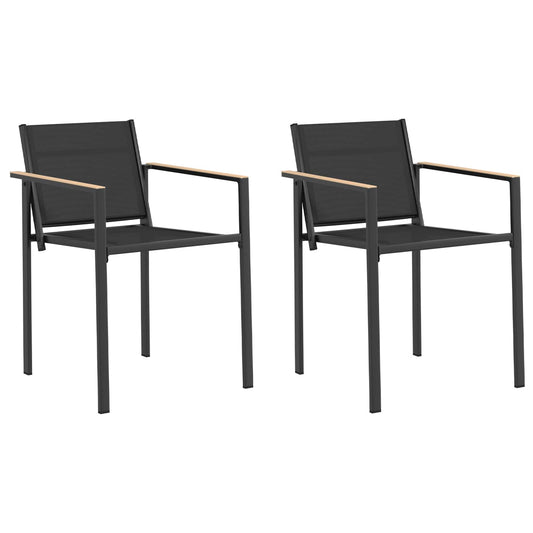 vidaXL Garden Chairs 2 pcs Black and Anthracite Textilene Fabric