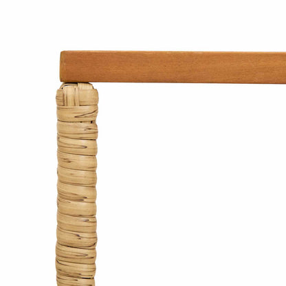 vidaXL Outdoor Table Natural 80 x 40 x 40 cm Steel and Poly Rattan