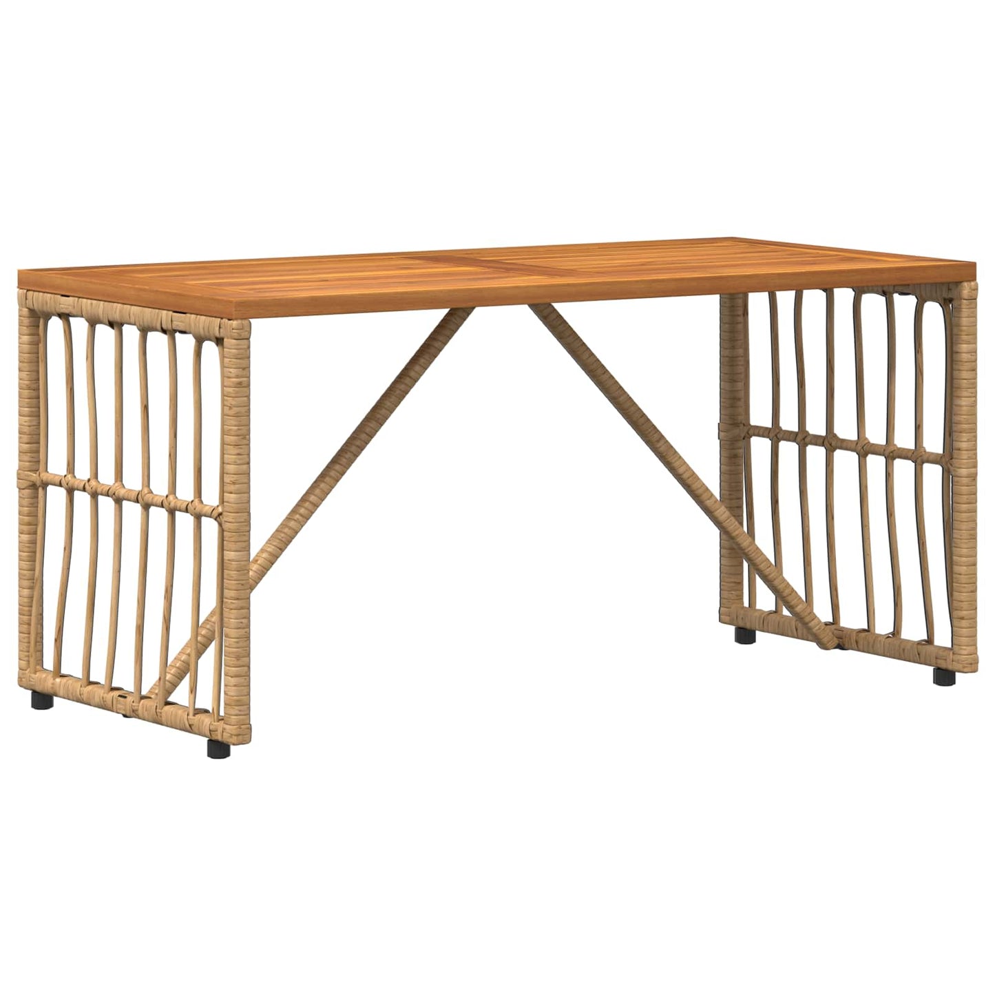 vidaXL Outdoor Table Natural 80 x 40 x 40 cm Steel and Poly Rattan