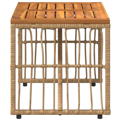vidaXL Outdoor Table Natural 80 x 40 x 40 cm Steel and Poly Rattan