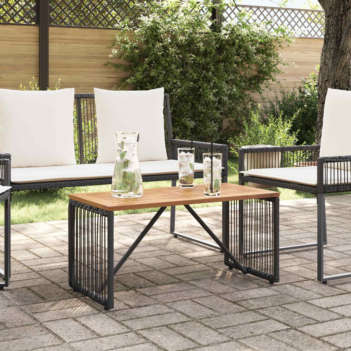 vidaXL Outdoor Table Black and Brown 80 x 40 x 40 cm Poly Rattan