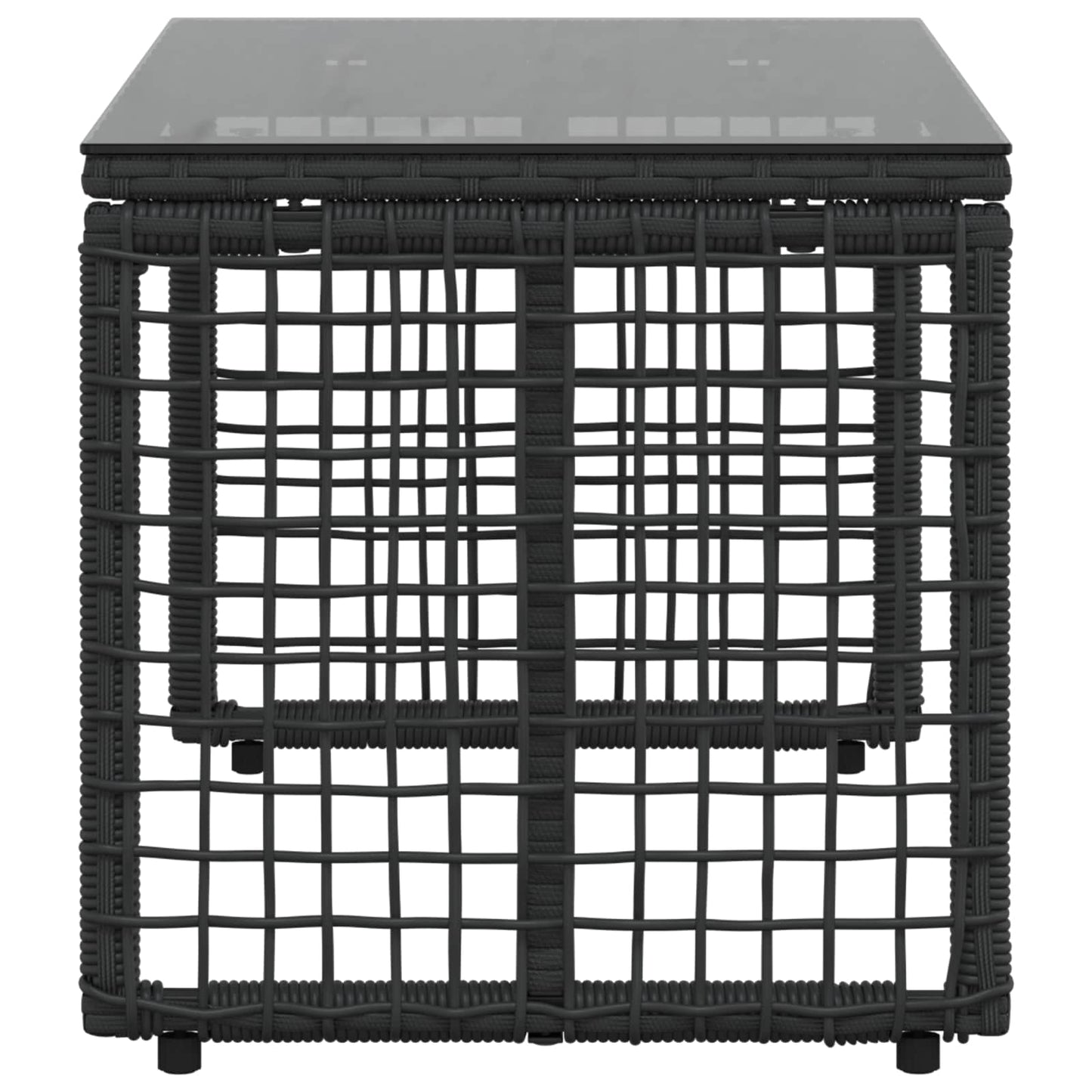 vidaXL Outdoor Table Black 80 x 40 x 40 cm PE Rattan and Glass