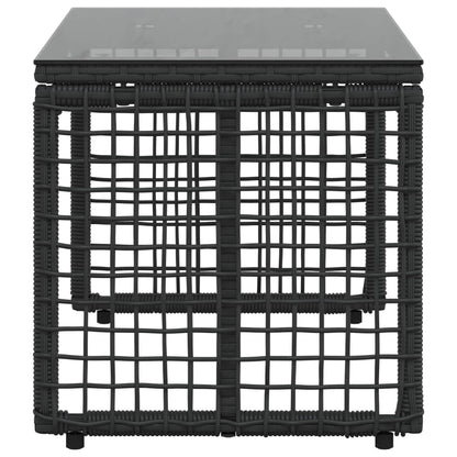 vidaXL Outdoor Table Black 80 x 40 x 40 cm PE Rattan and Glass