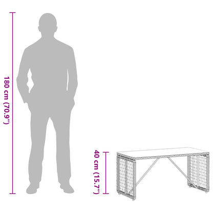 vidaXL Outdoor Table Black 80 x 40 x 40 cm PE Rattan and Glass