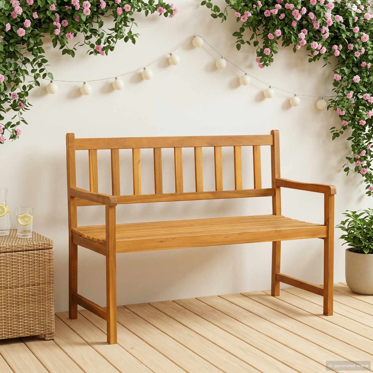 vidaXL Garden Bench 2-Seater 110 x 55 x 90 cm Solid Acacia Wood