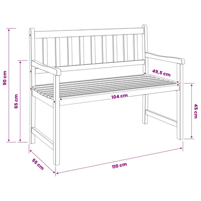 vidaXL Garden Bench 2-Seater 110 x 55 x 90 cm Solid Acacia Wood