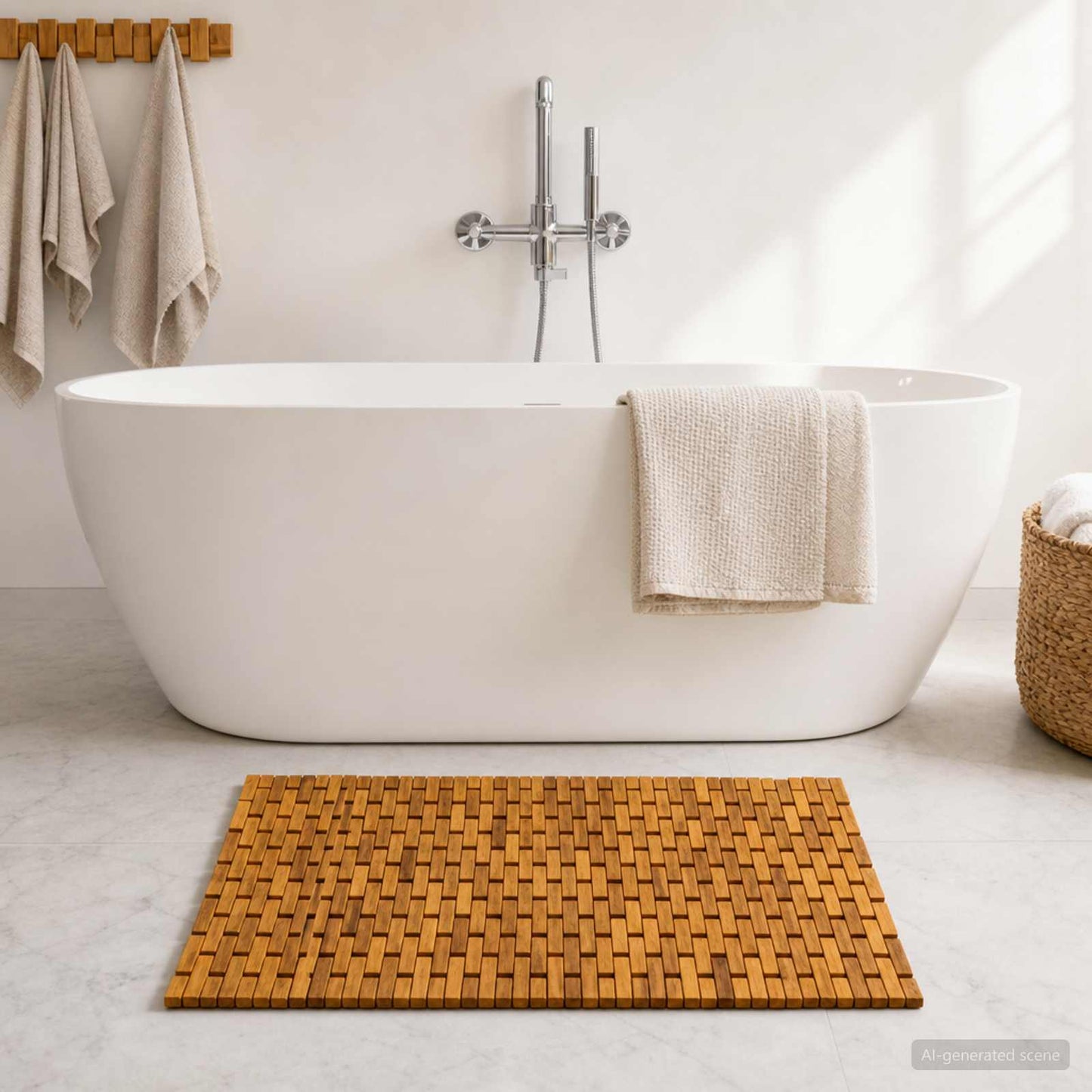 vidaXL Bath Mats Natural 65 x 100 cm Solid Acacia Wood