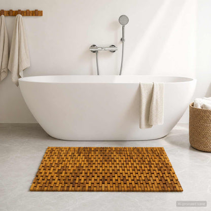 vidaXL Bath Mats Natural 85 x 120 cm Solid Acacia Wood