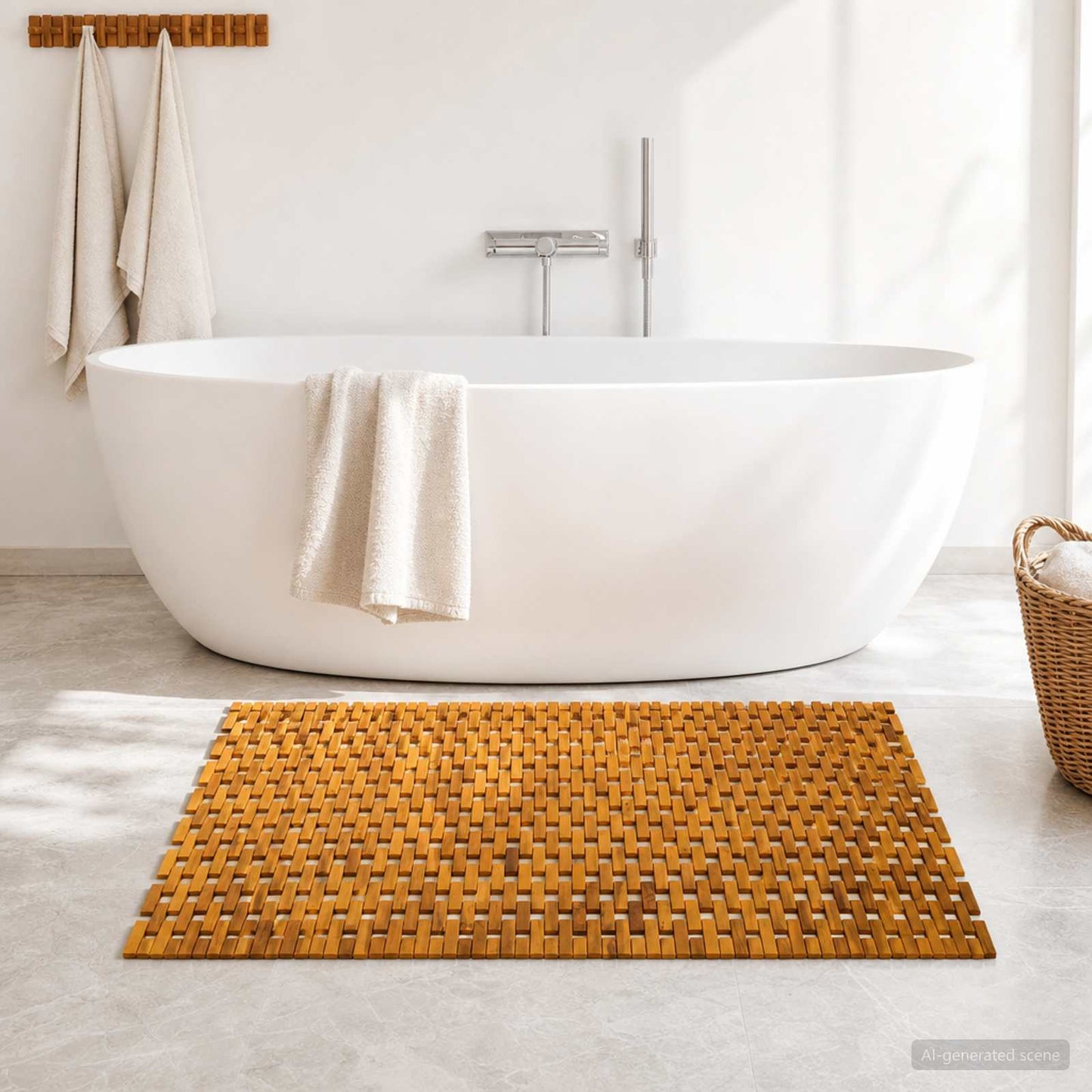 vidaXL Bath Mats Natural 95 x 140 cm Solid Acacia Wood