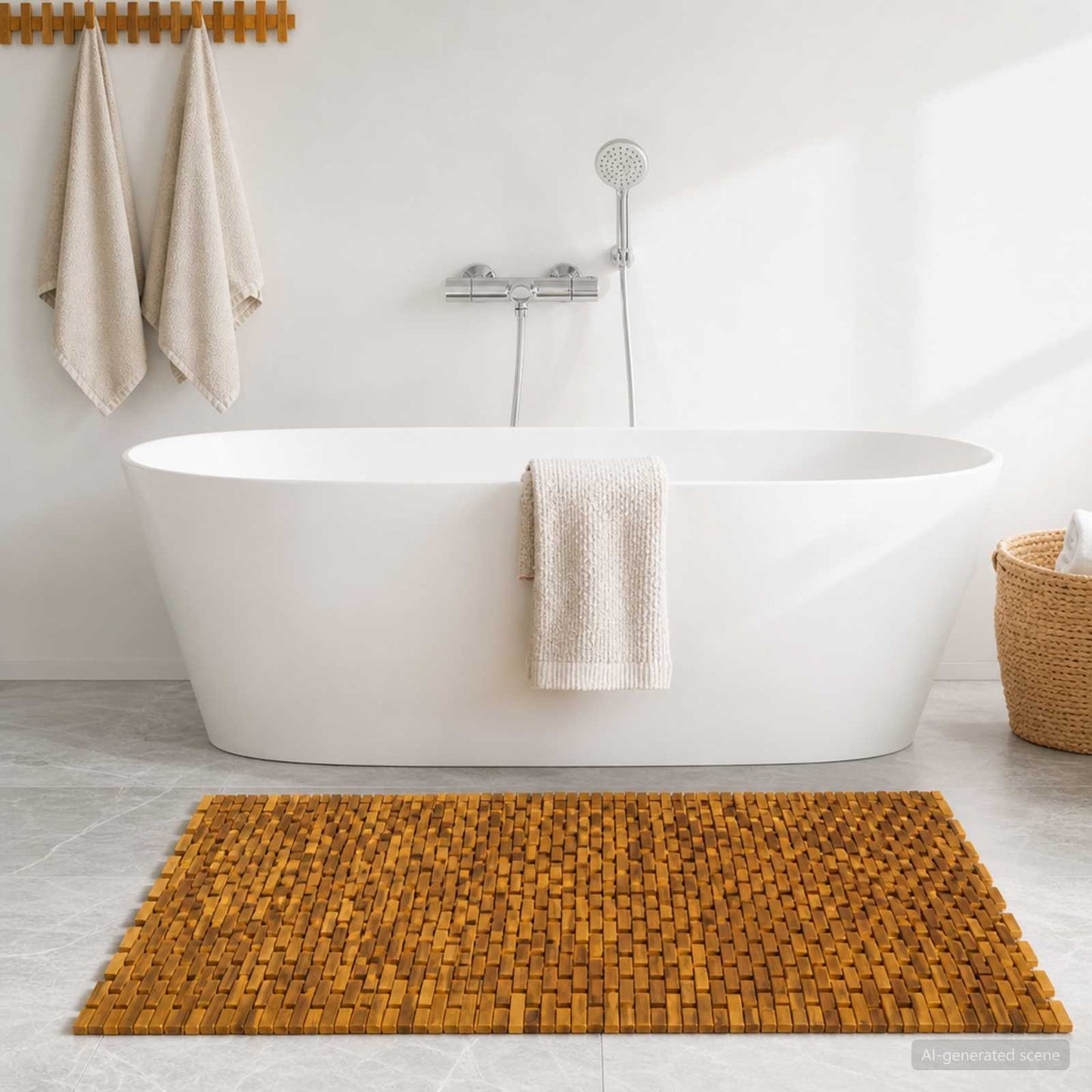 vidaXL Bath Mats Natural 105 x 160 cm Solid Acacia Wood