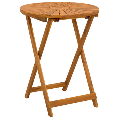 vidaXL Folding Garden Table Natural Ø60 x 75 cm Solid Acacia Wood