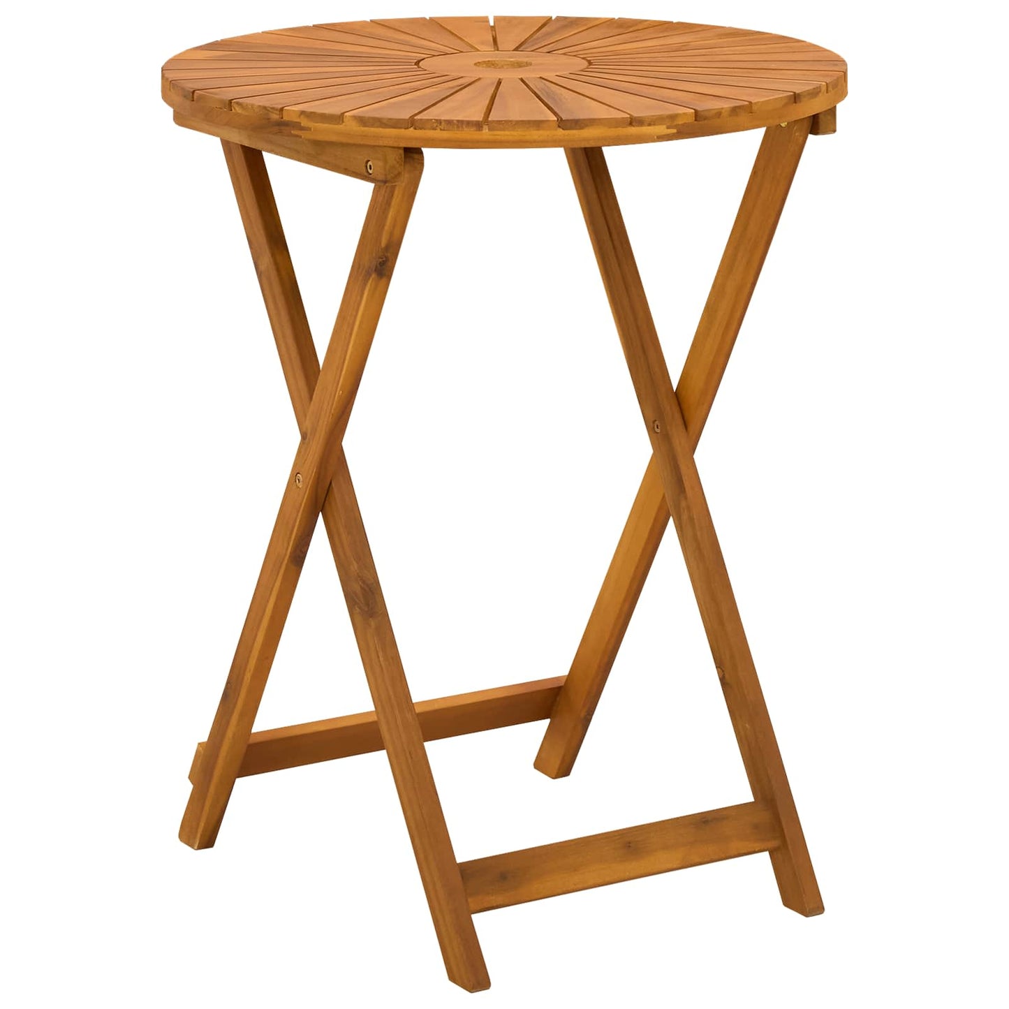 vidaXL Folding Garden Table Natural Ø60 x 75 cm Solid Acacia Wood