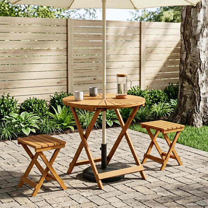 vidaXL Folding Garden Table Natural Ø70 x 75 cm Solid Acacia Wood