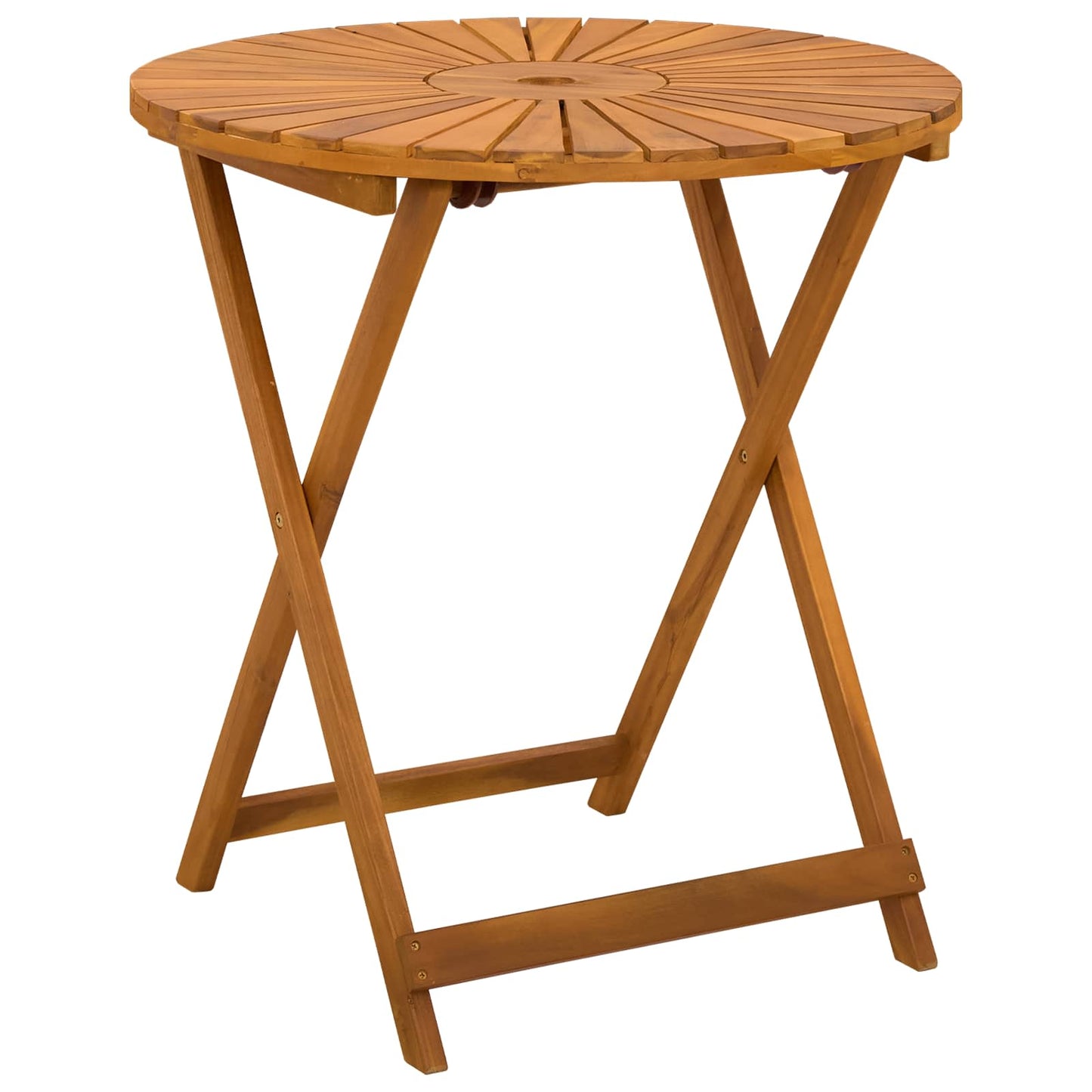 vidaXL Folding Garden Table Natural Ø70 x 75 cm Solid Acacia Wood