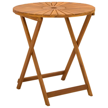 vidaXL Folding Garden Table Natural Ø70 x 75 cm Solid Acacia Wood