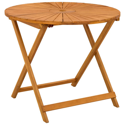vidaXL Folding Garden Table Natural Ø90 x 75 cm Solid Acacia Wood