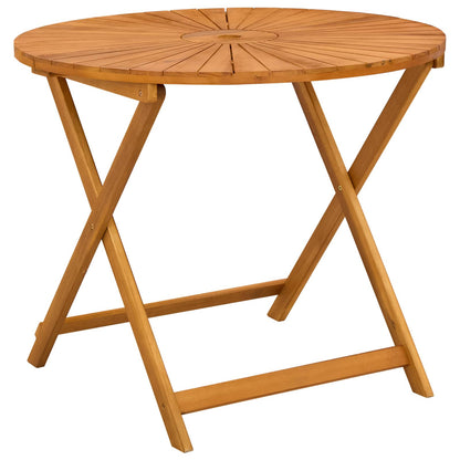 vidaXL Folding Garden Table Natural Ø90 x 75 cm Solid Acacia Wood