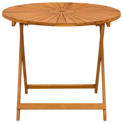 vidaXL Folding Garden Table Natural Ø90 x 75 cm Solid Acacia Wood