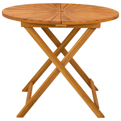 vidaXL Folding Garden Table Natural Ø90 x 75 cm Solid Acacia Wood