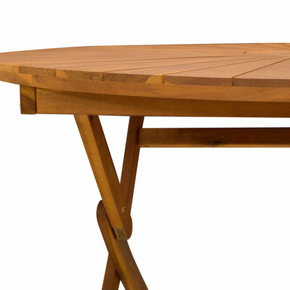 vidaXL Folding Garden Table Natural Ø110 x 75 cm Solid Acacia Wood