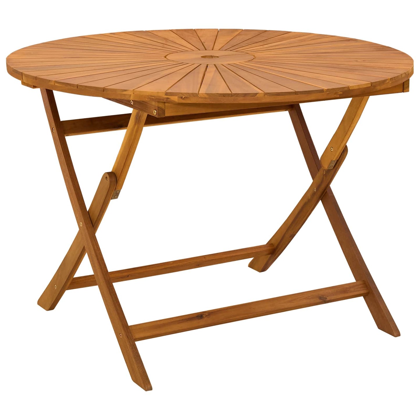 vidaXL Folding Garden Table Natural Ø110 x 75 cm Solid Acacia Wood