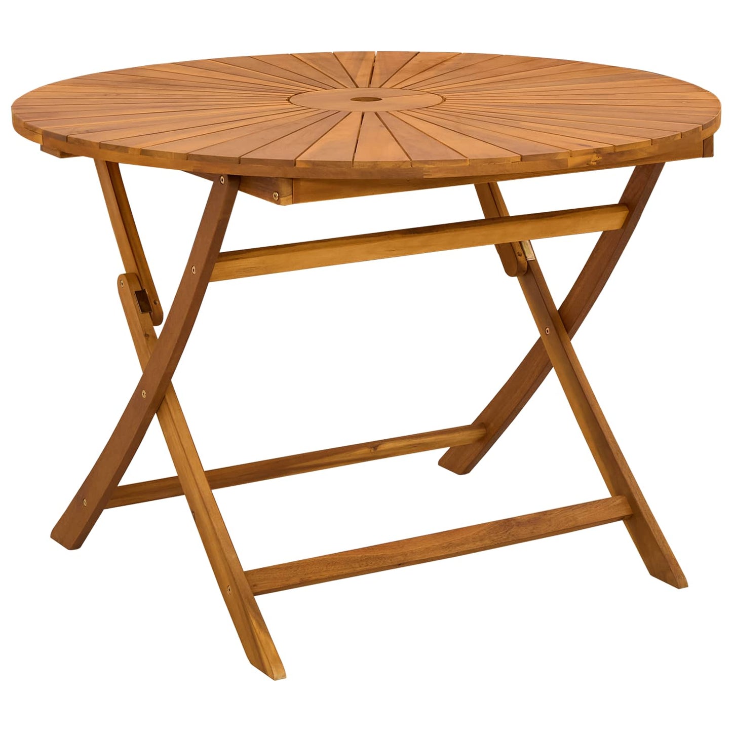vidaXL Folding Garden Table Natural Ø110 x 75 cm Solid Acacia Wood