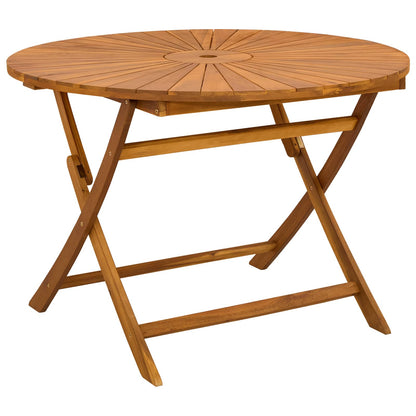 vidaXL Folding Garden Table Natural Ø110 x 75 cm Solid Acacia Wood