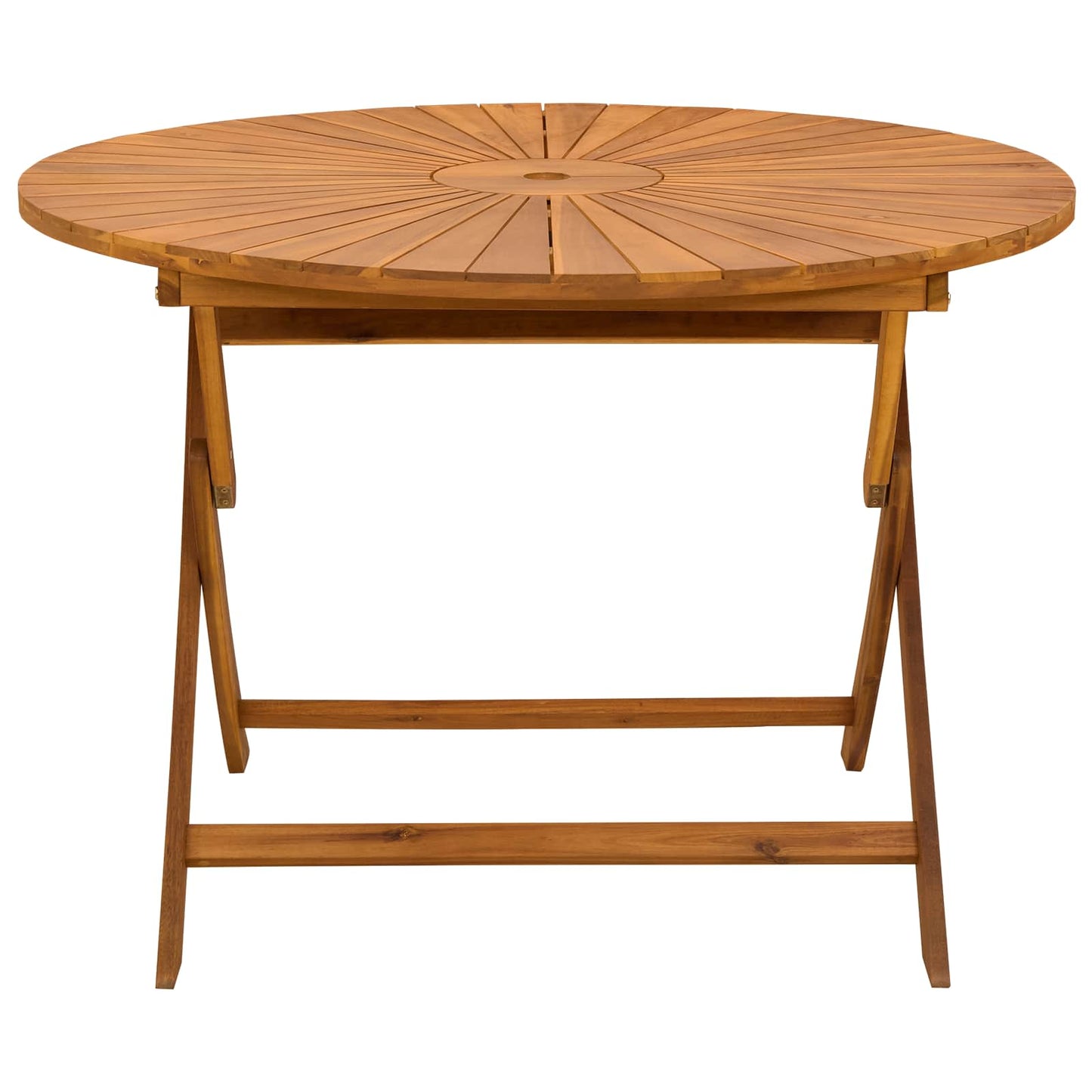 vidaXL Folding Garden Table Natural Ø110 x 75 cm Solid Acacia Wood