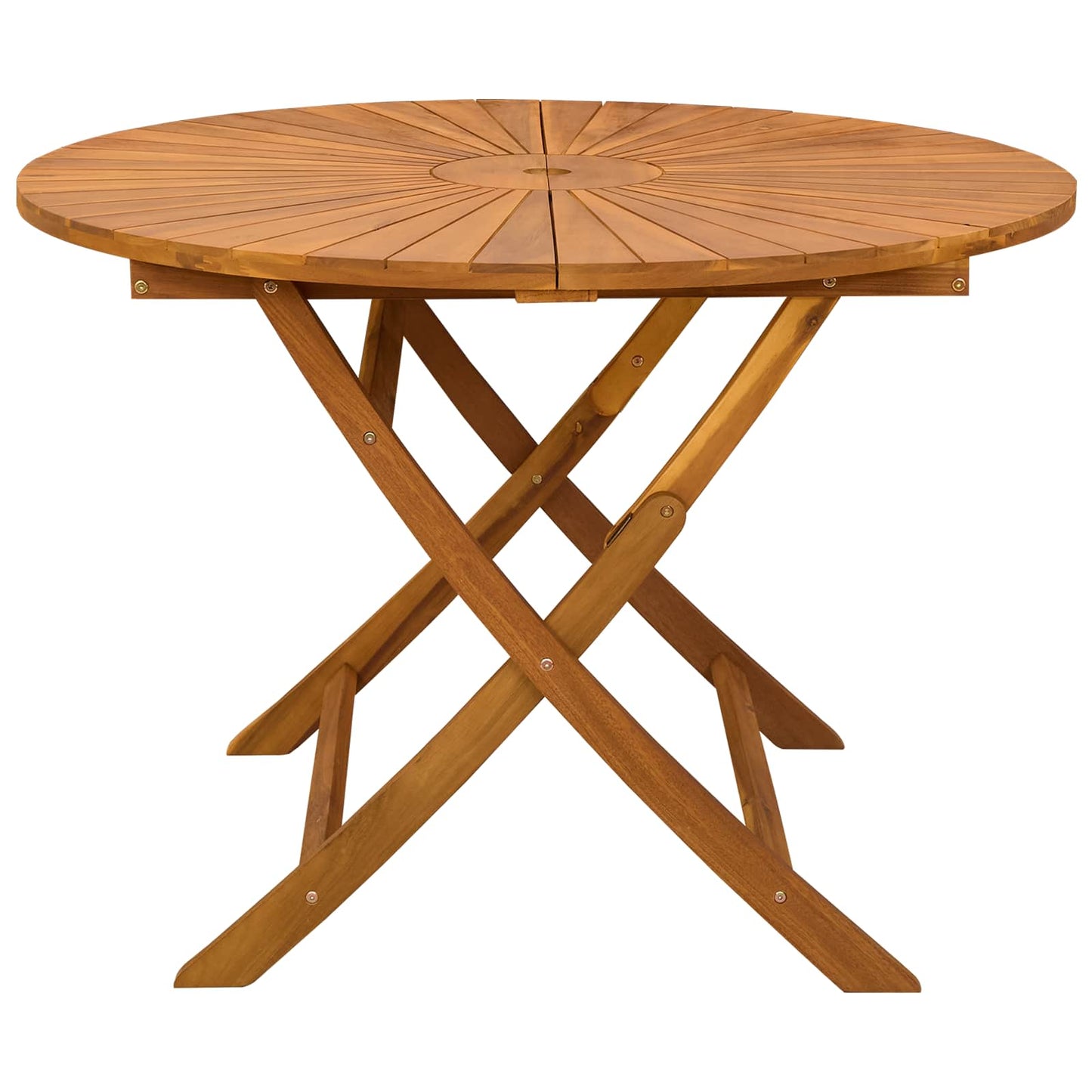 vidaXL Folding Garden Table Natural Ø110 x 75 cm Solid Acacia Wood