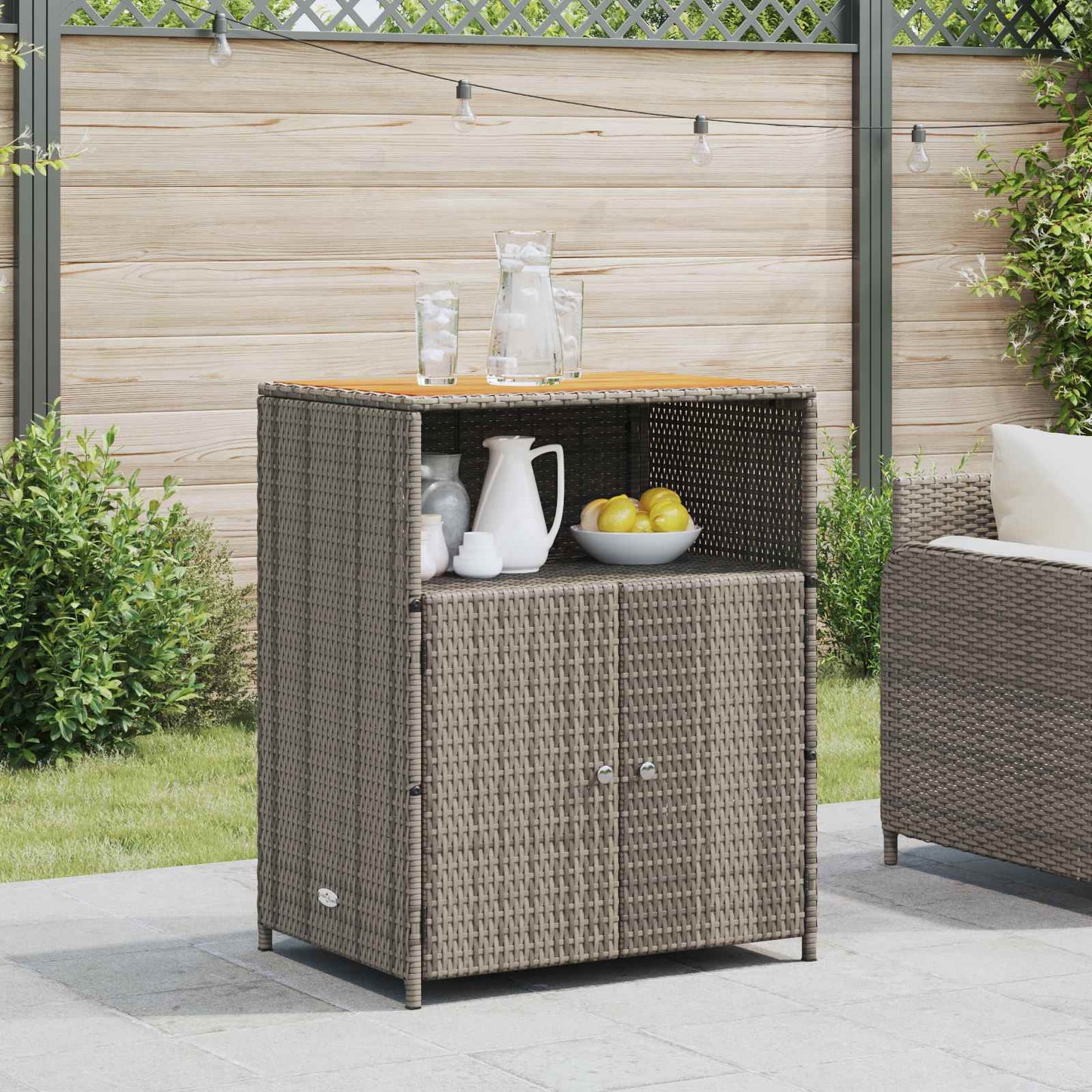 vidaXL Cabinet Grey 70 x 50 x 87 cm Polyester and Roly Ratten