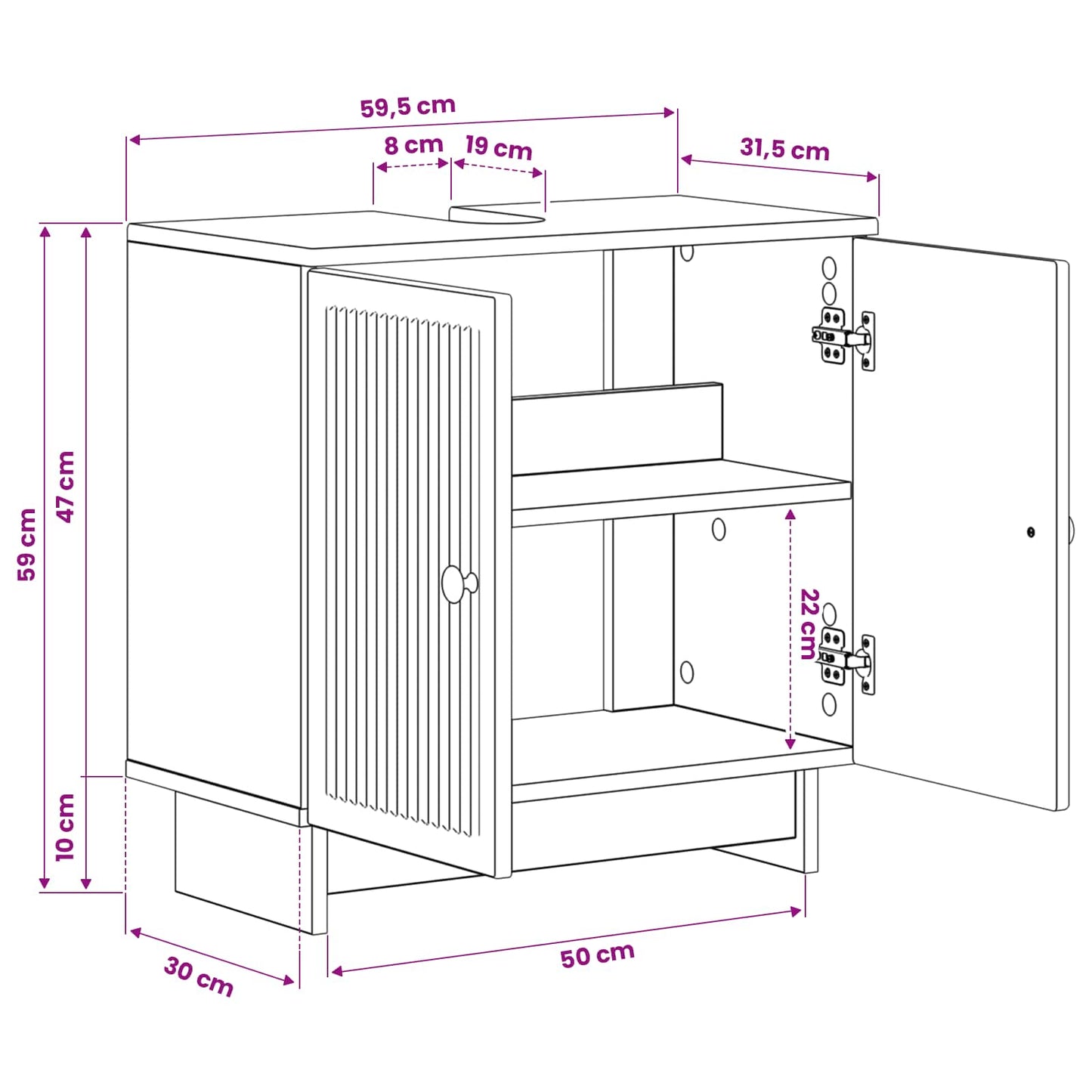 vidaXL Bathroom Sink Cabinet EDE Sonoma Oak 59.5 x 31.5x 59 cm