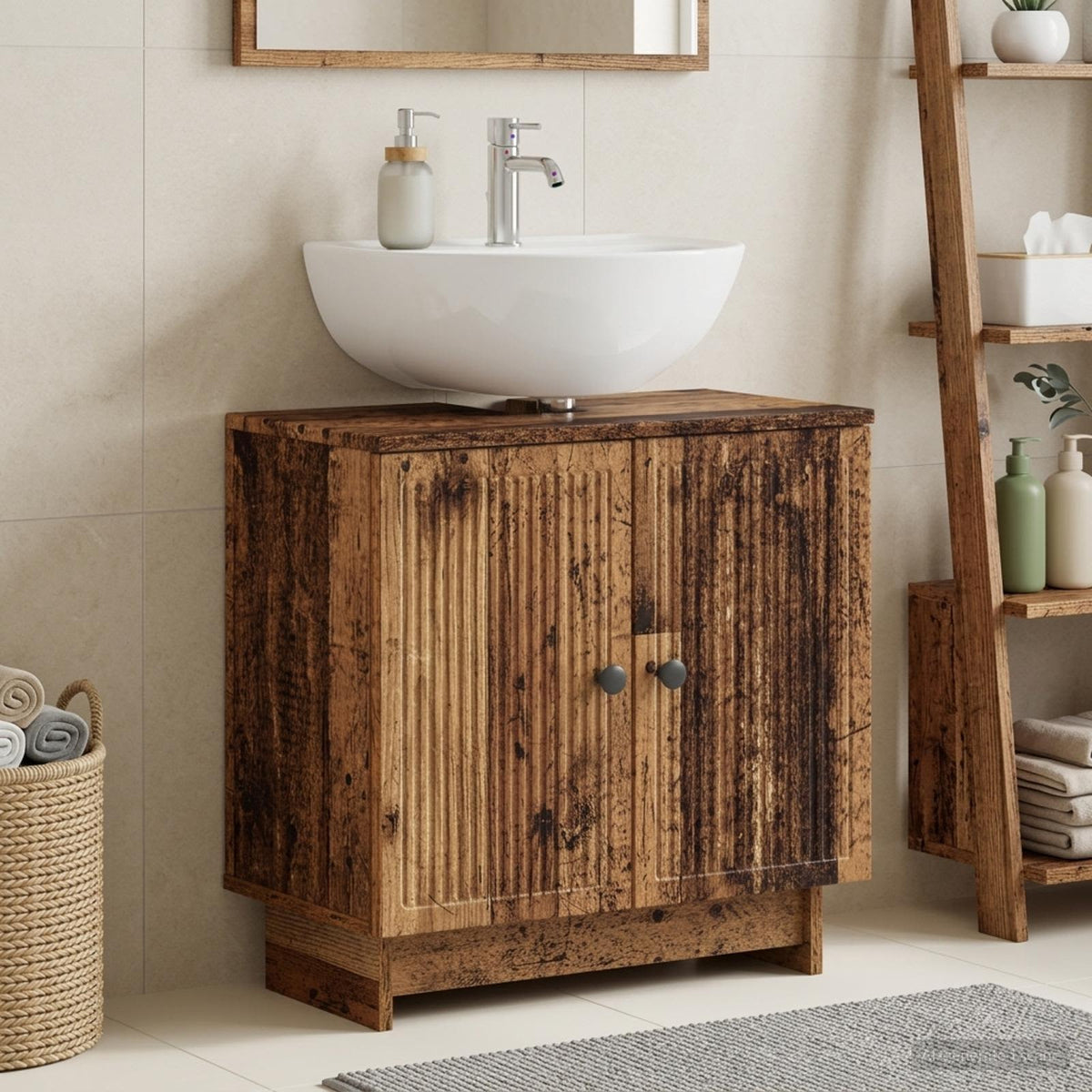 vidaXL Bathroom Sink Cabinet EDE Old Wood 59.5 x 31.5x 59 cm