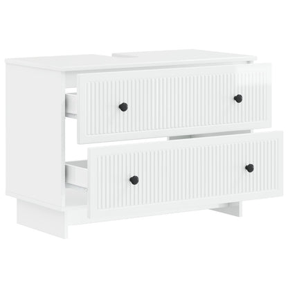 vidaXL Bathroom Sink Cabinet EDE High Gloss White 82 x 41x 59 cm