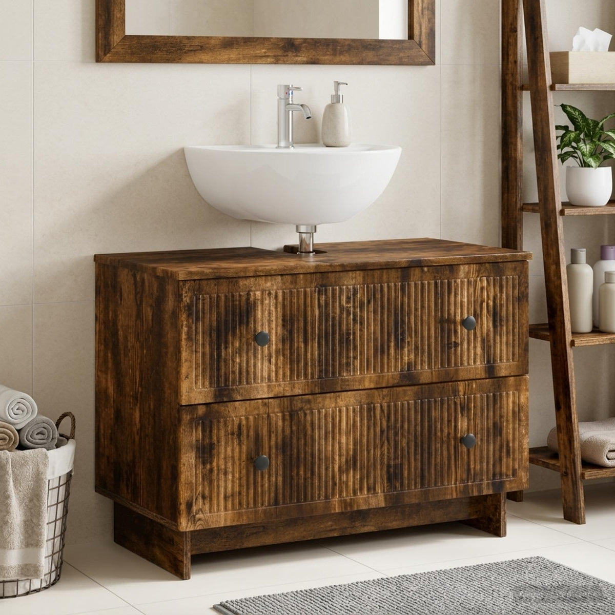 vidaXL Bathroom Sink Cabinet EDE Smoked Oak 82 x 41x 59 cm
