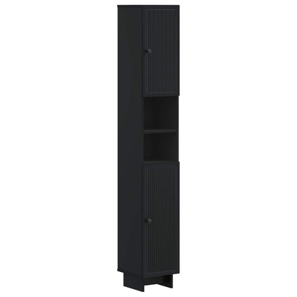 vidaXL Bathroom Cabinet with Open Shelf EDE Black 30 x 31 x 190 cm