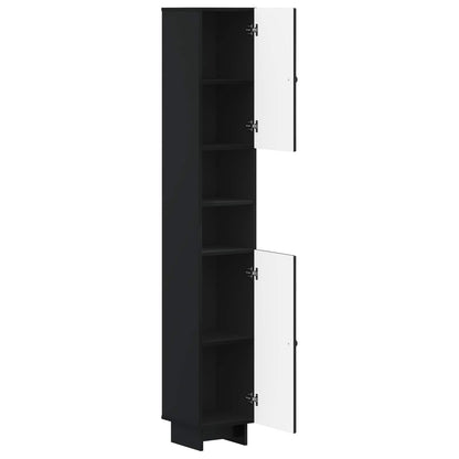 vidaXL Bathroom Cabinet with Open Shelf EDE Black 30 x 31 x 190 cm
