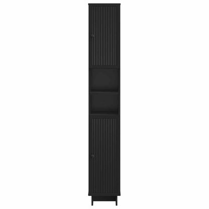 vidaXL Bathroom Cabinet with Open Shelf EDE Black 30 x 31 x 190 cm
