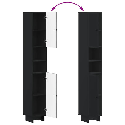 vidaXL Bathroom Cabinet with Open Shelf EDE Black 30 x 31 x 190 cm