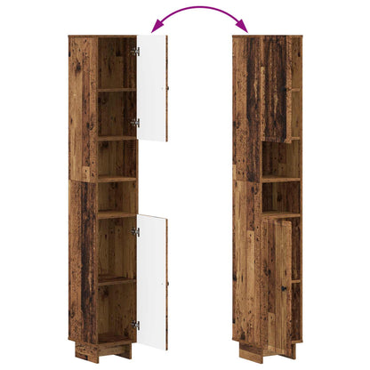 vidaXL Bathroom Cabinet with Open Shelf EDE Old Wood 30 x 31 x 190 cm