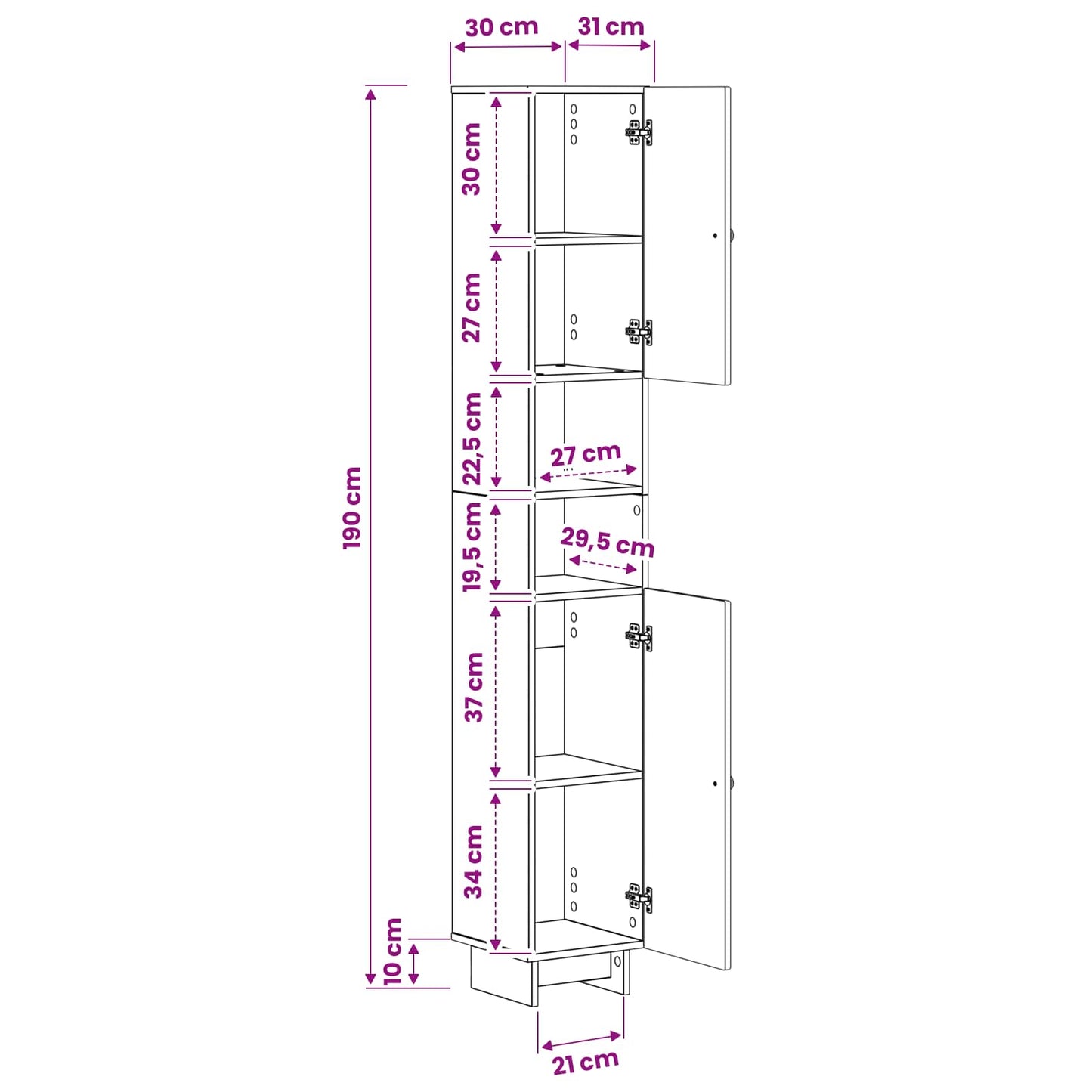 vidaXL Bathroom Cabinet with Open Shelf EDE Old Wood 30 x 31 x 190 cm