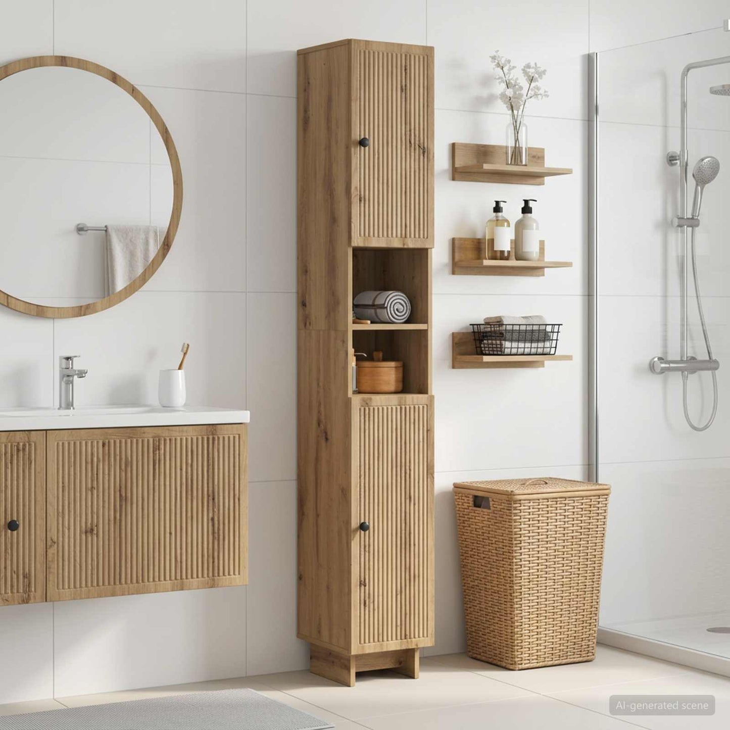 vidaXL Bathroom Cabinet with Open Shelf EDE Artisan Oak