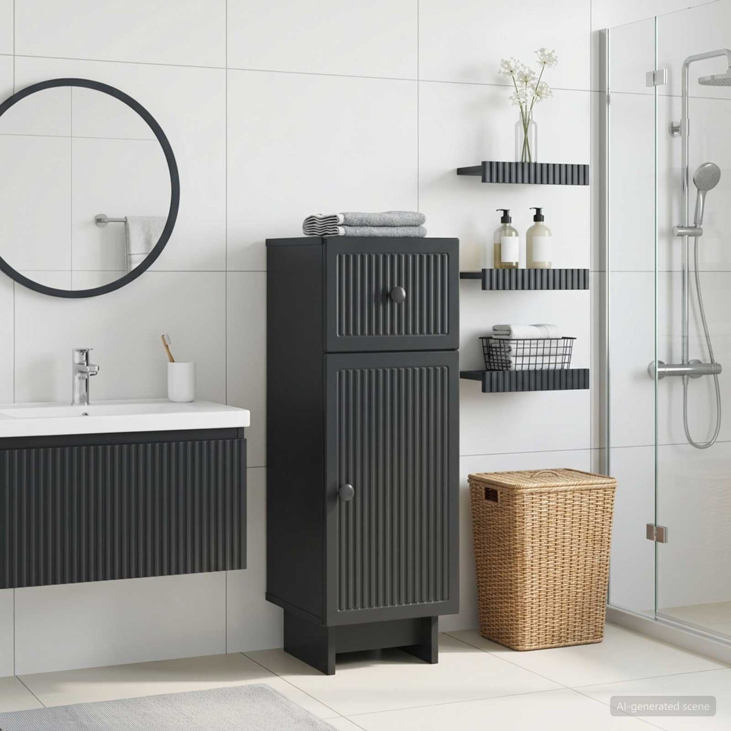 vidaXL Bathroom Storage Cainet EDE Black 30 x 31 x 80 cm