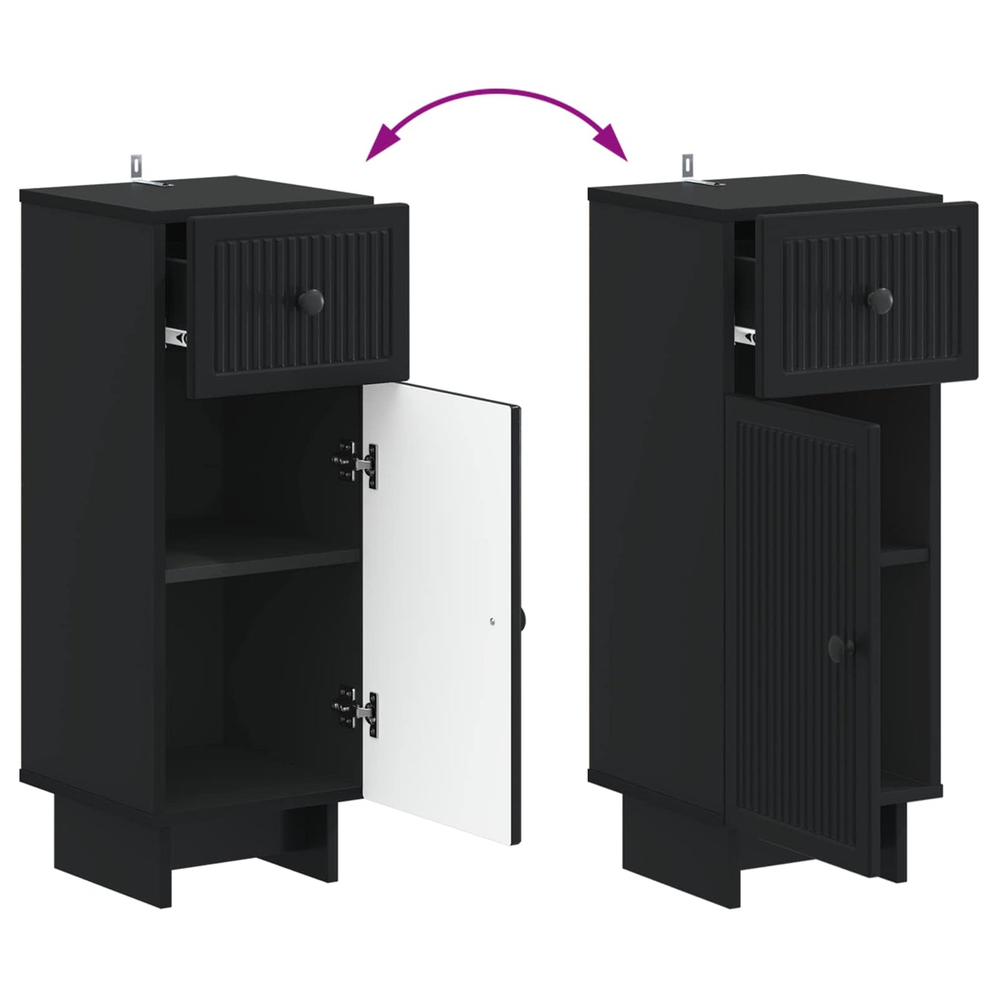 vidaXL Bathroom Storage Cainet EDE Black 30 x 31 x 80 cm