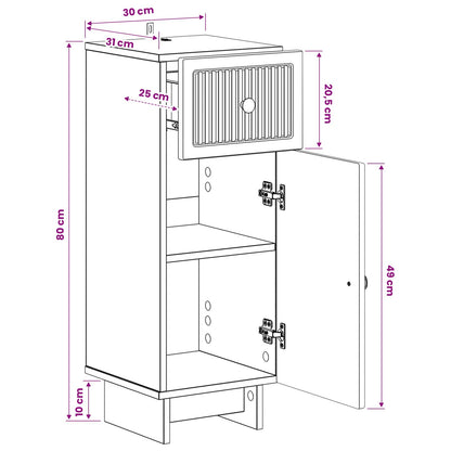 vidaXL Bathroom Storage Cainet EDE Black 30 x 31 x 80 cm