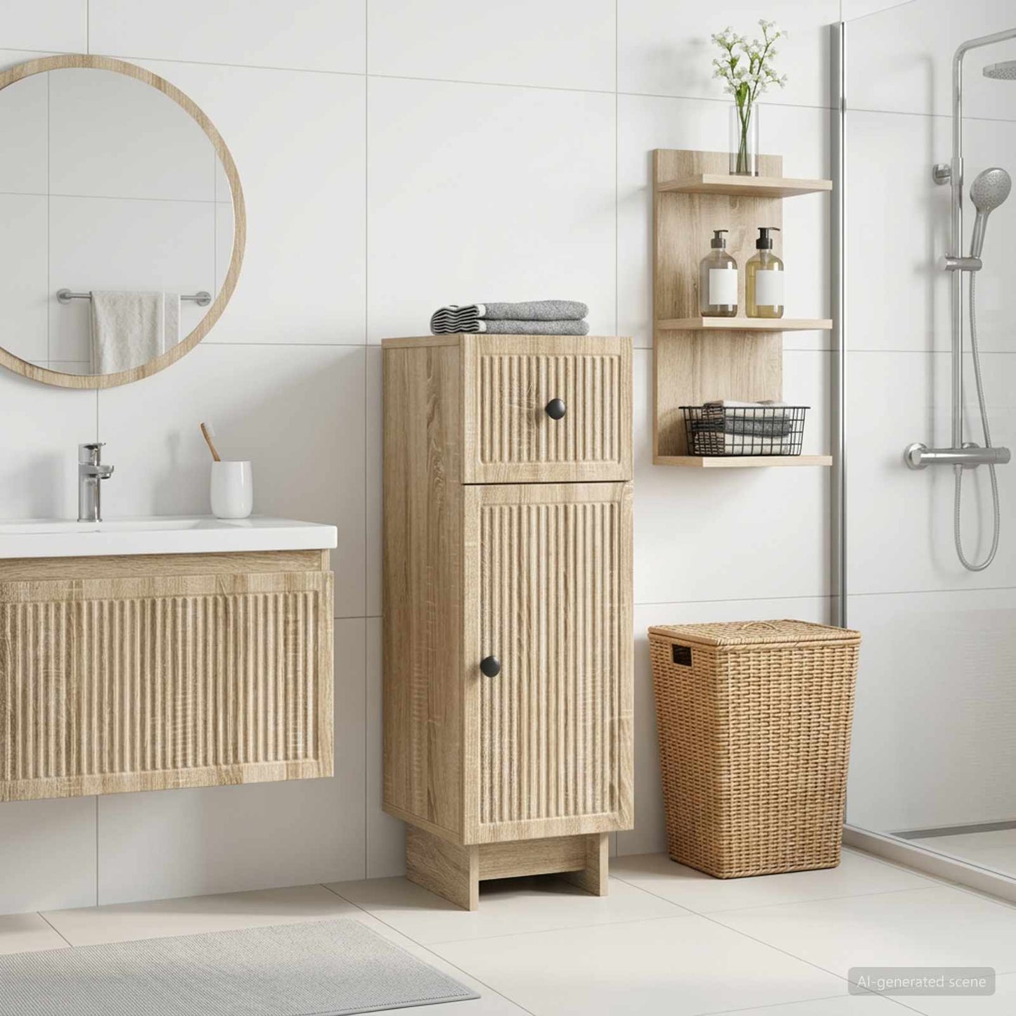 vidaXL Bathroom Storage Cainet EDE Sonoma Oak 30 x 31 x 80 cm