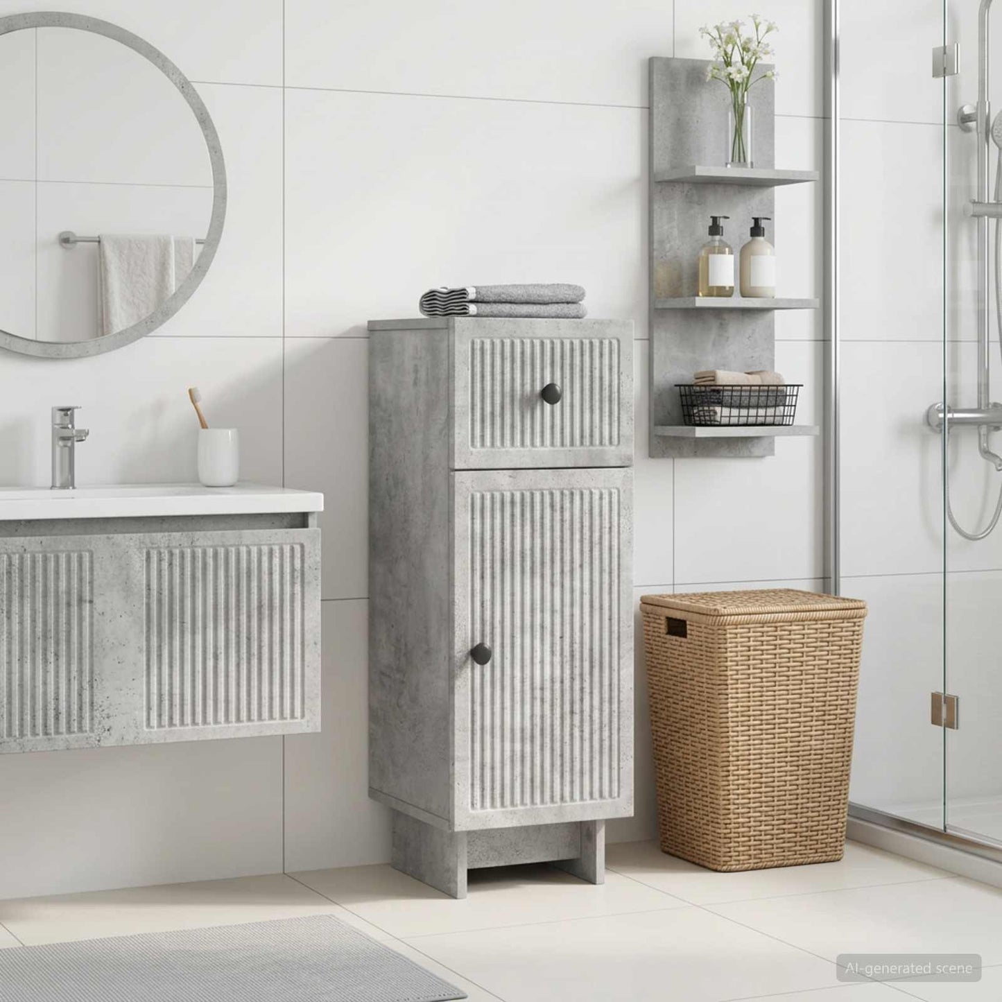 vidaXL Bathroom Storage Cainet EDE Concrete Grey 30 x 31 x 80 cm