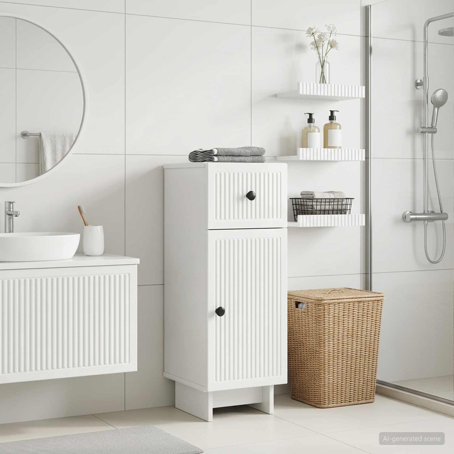 vidaXL Bathroom Storage Cainet EDE High Gloss White 30 x 31 x 80 cm