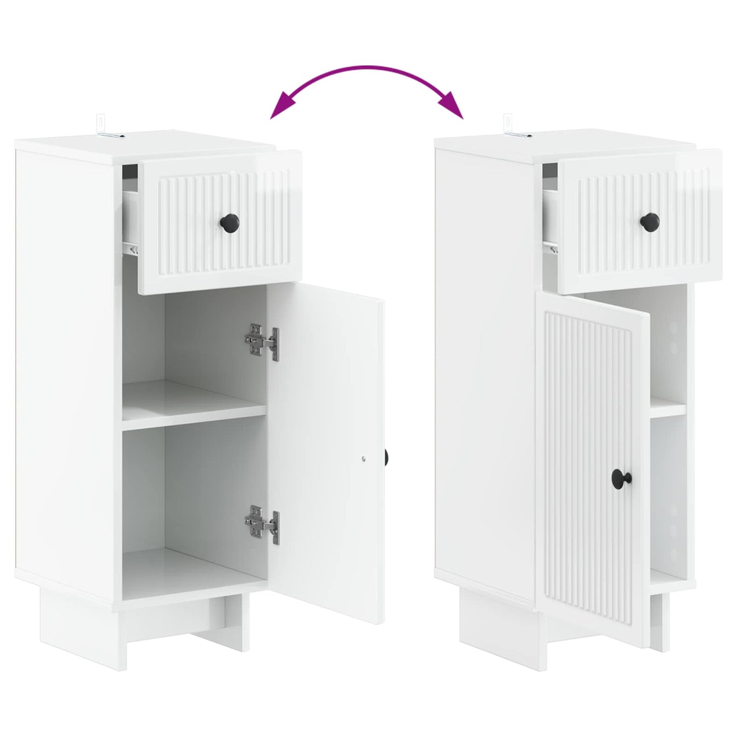 vidaXL Bathroom Storage Cainet EDE High Gloss White 30 x 31 x 80 cm