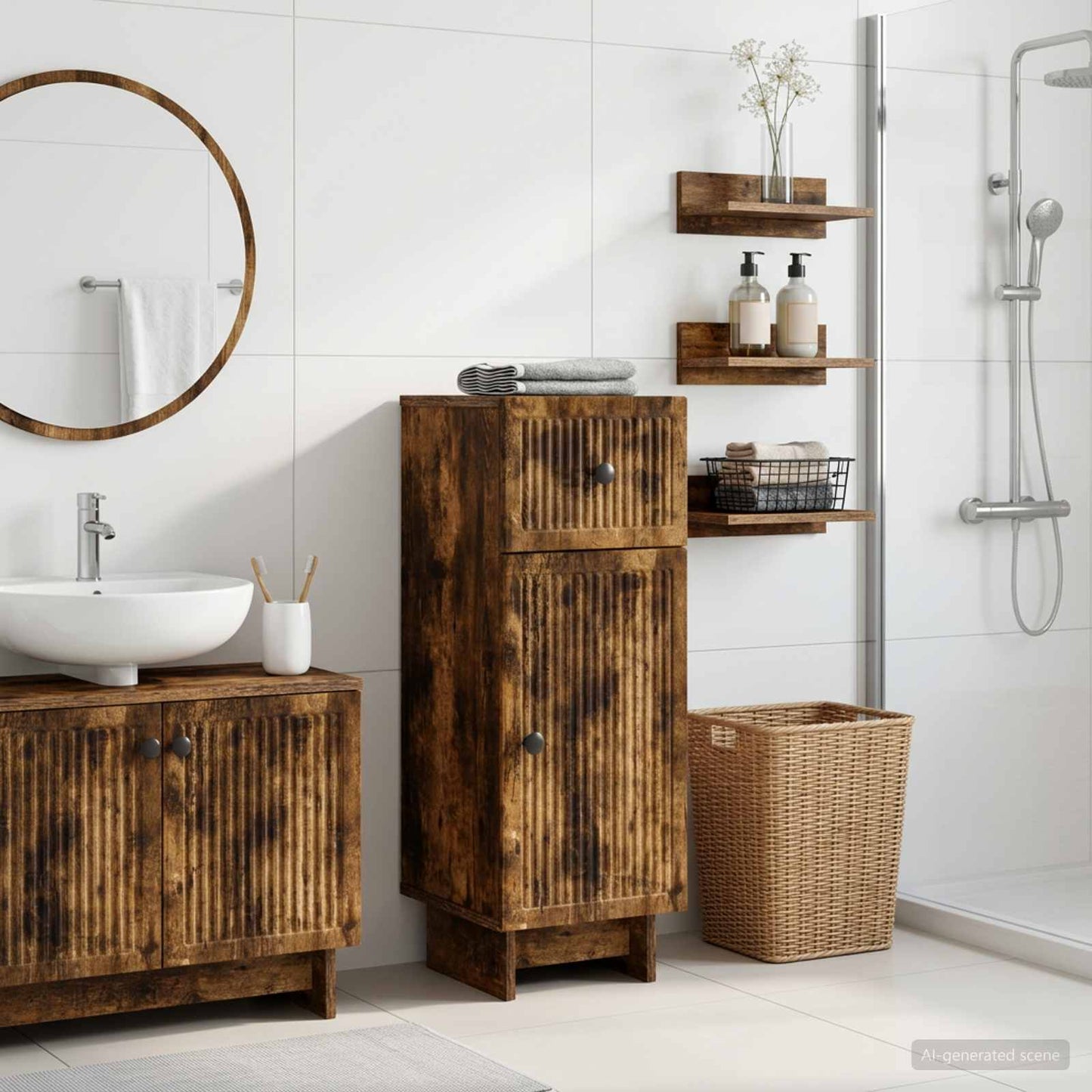 vidaXL Bathroom Storage Cainet EDE Smoked Oak 30 x 31 x 80 cm